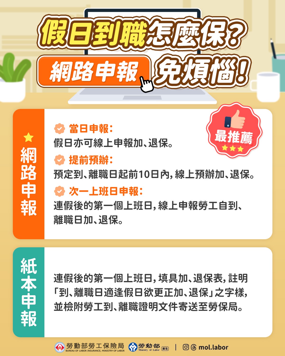 假日到職怎麼保?網路申報免煩惱! 展示圖